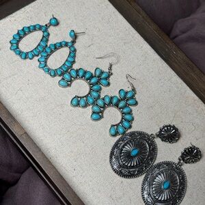 Western Turquoise Statement Earring Lot | 3 Pairs